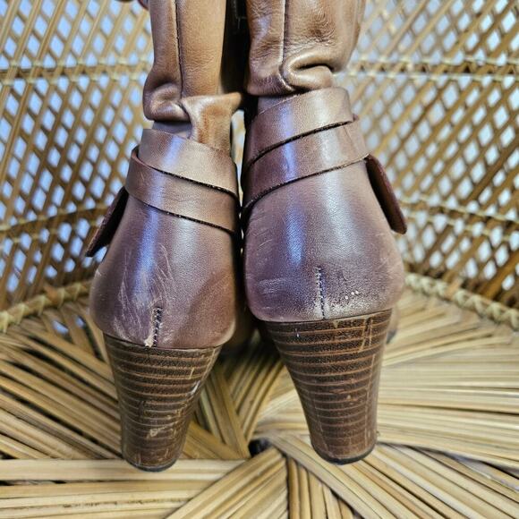 Pikolinos Verona Wrap Bootie 40 9.5 10 Distressed Brown Leather Heeled Boot - Picture 6 of 9